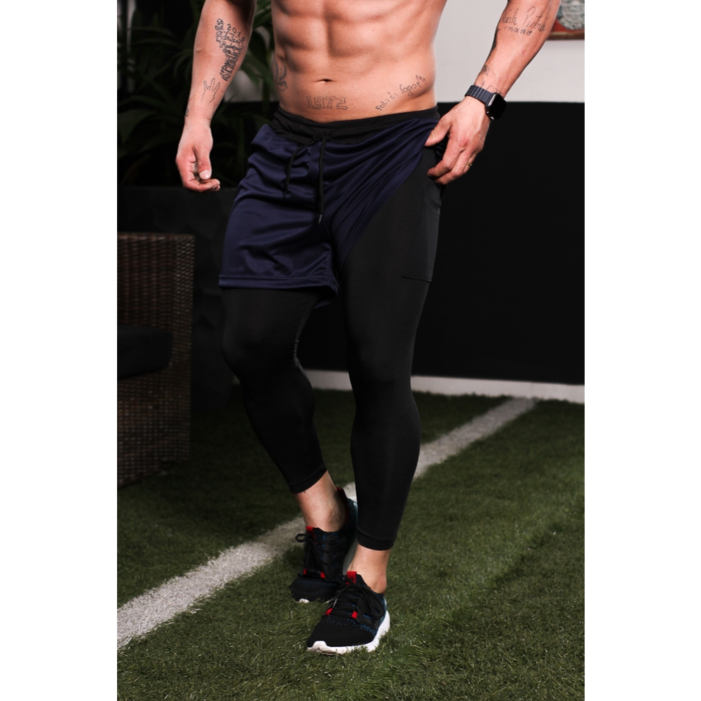 Calça Legging Masculina com Shorts Sobreposto Shopee Brasil