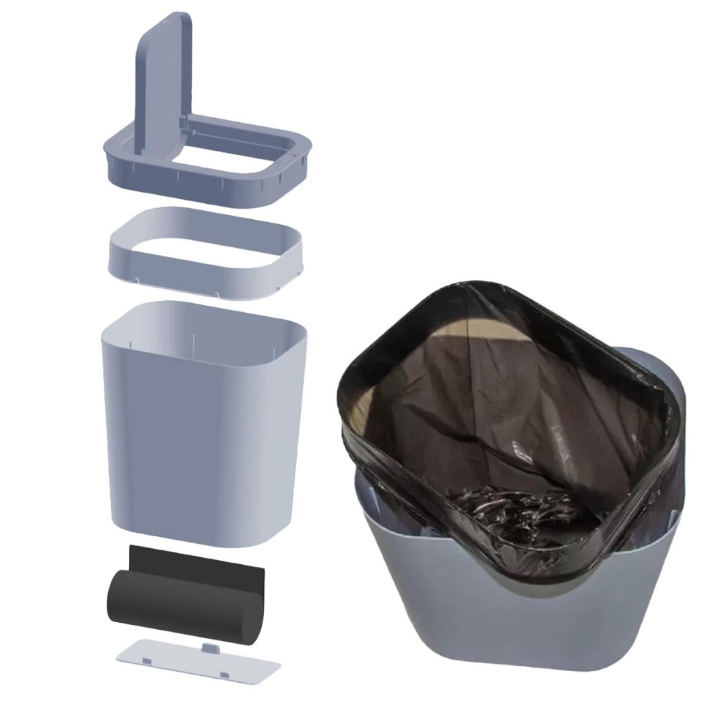 Kit 2 Lixeira Cinza 12L Sistema Push p/ Refil Saco Tampa Click