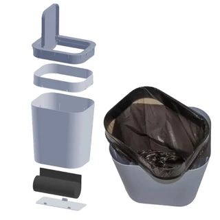 Kit 2 Lixeira Cinza 12L Sistema Push p/ Refil Saco Tampa Click