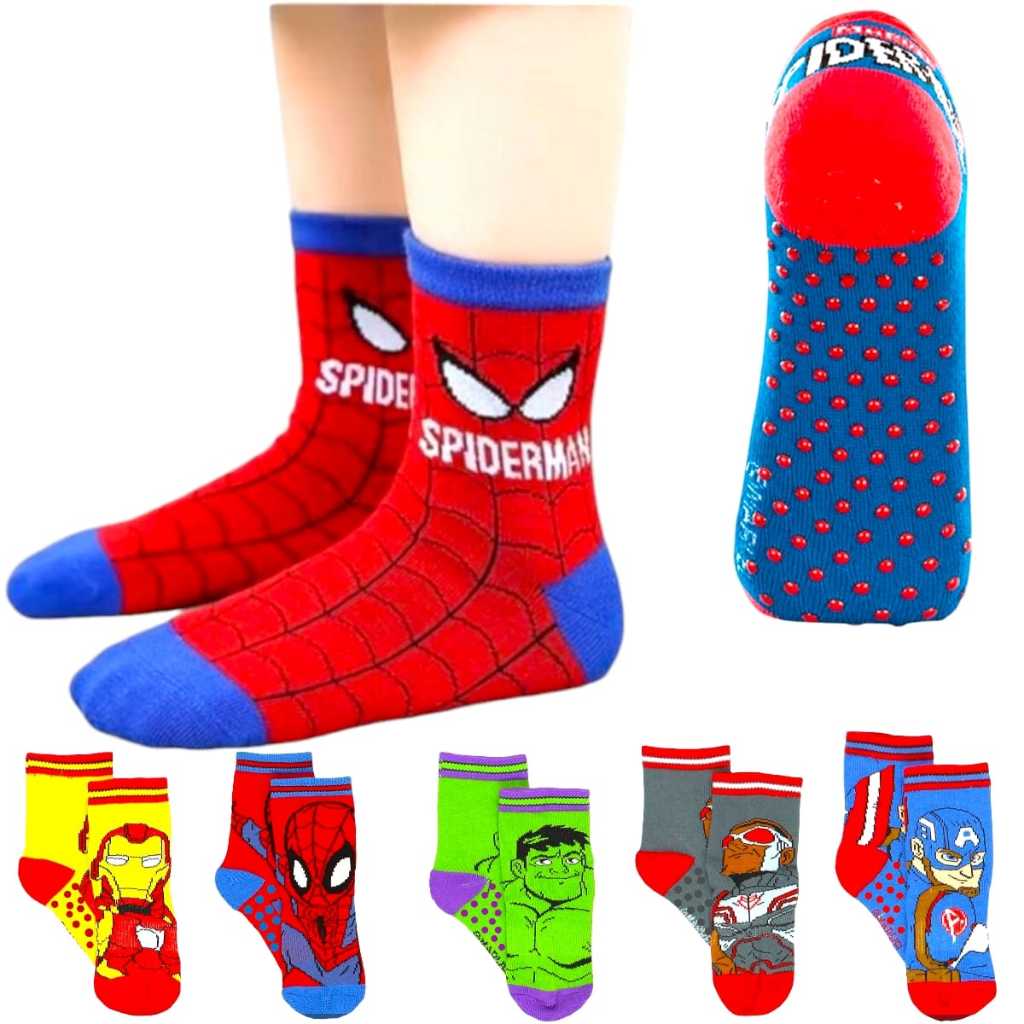 Kit 10 Pares Meias Infantil Personagens Super Herói Menino Antiderrapante