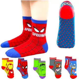 Kit 10 Pares Meias Infantil Personagens Super Herói Menino Antiderrapante