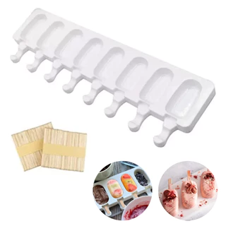 Forma Sorvete Silicone Picolé C/ 50 Palitos Magnum Festa 8 Cavidades