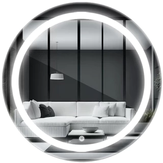Espelho Redondo Jateado 80x80cm Com Led Decoração de Parede Lapidado