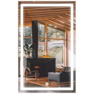 Espelho Retangular Grande Jateado com Led 80x90cm Maquiagem Lapidado Banheiro Decoração Salão Oferta