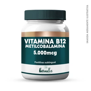 Vitamina B12 Metilcobalamina 5.000mcg - 30, 60 ou 90 pastilhas sublingual - Naturallis