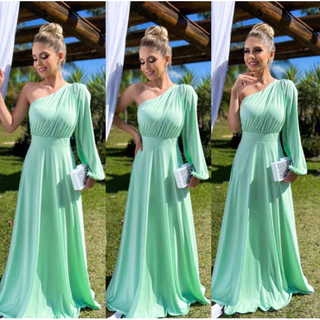 Vestido Social longo Festa Um Ombro AnaBella