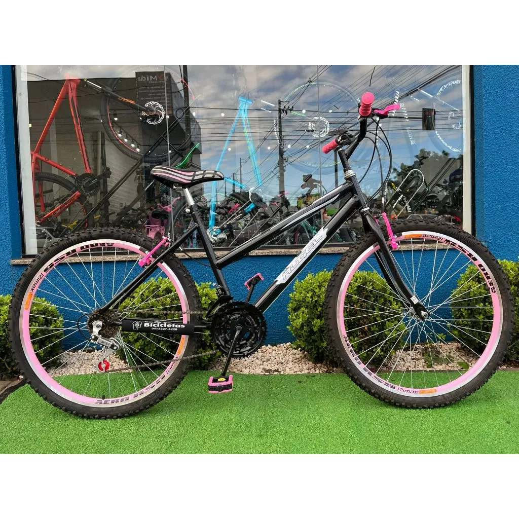 Bicicleta aro 26 feminina HUGEL com 18 marchas e aros Aero