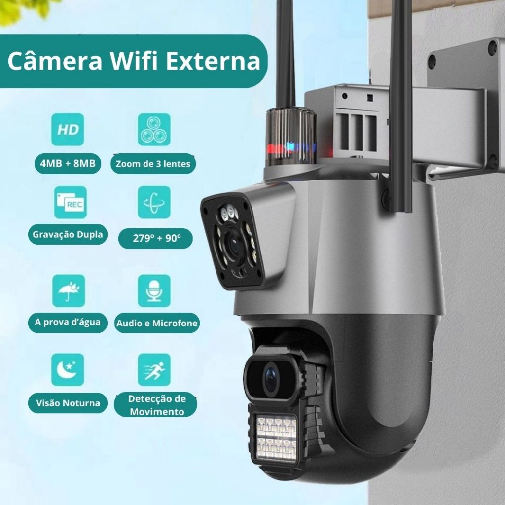 Câmera De Segurança 2 Telas 8mp Visão Noturna Infravermelho | Shopee Brasil