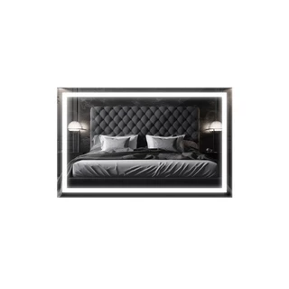 Espelho Retangular Grande Jateado com Led 80x60cm Maquiagem Lapidado Banheiro Decoração Salão
