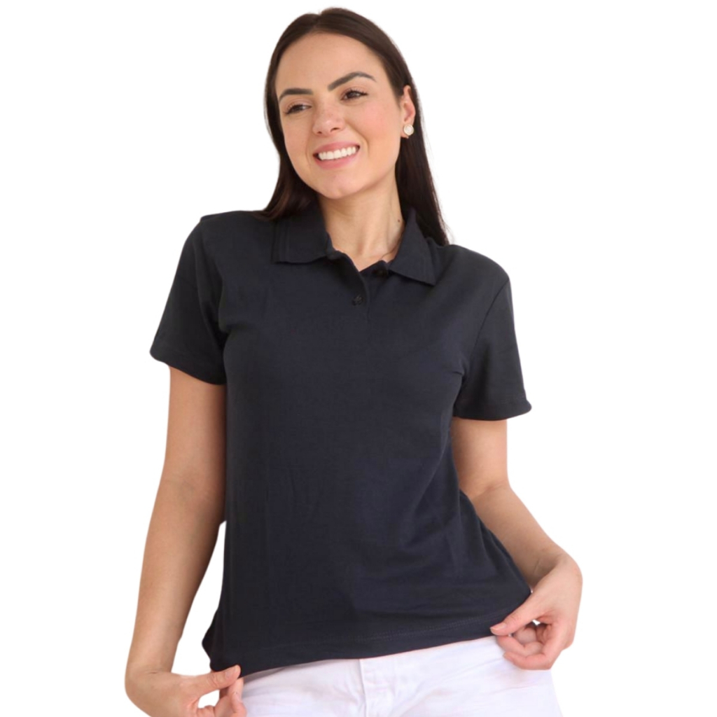 Camisa Gola Polo Feminina Camisa Polo Blusa Preta Modelo Camiseta Polo  Piquet Feminina Branca Manga Curta, image size:1024x1024