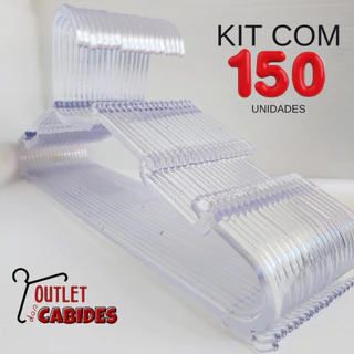 KIT 100 CABIDES TRANSPARENTE CRISTAL ADULTO REFORÇADO E RESISTENTE ROUPAS PESADAS