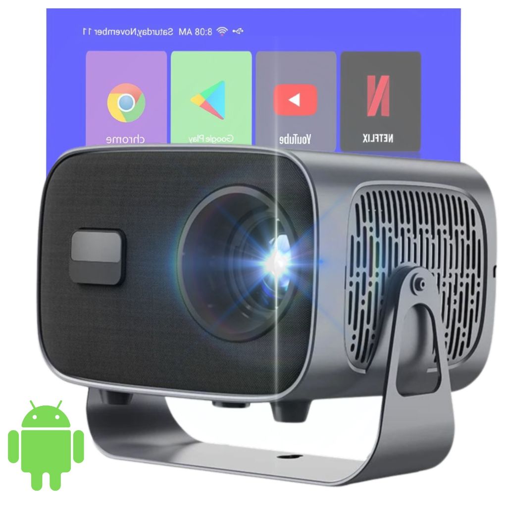 Projetor Portátil Android Bluetooth FULL HD 4K Alta Resolução de Vídeo ...