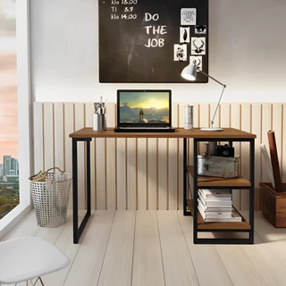 Mesa Escrivaninha Industrial Home Office C/prateleiras De Metal