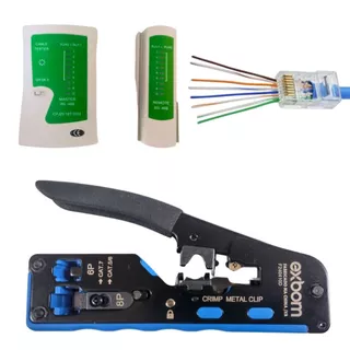 Kit Ez-rj45 Alicate Crimpar + 100 Conector + Testador