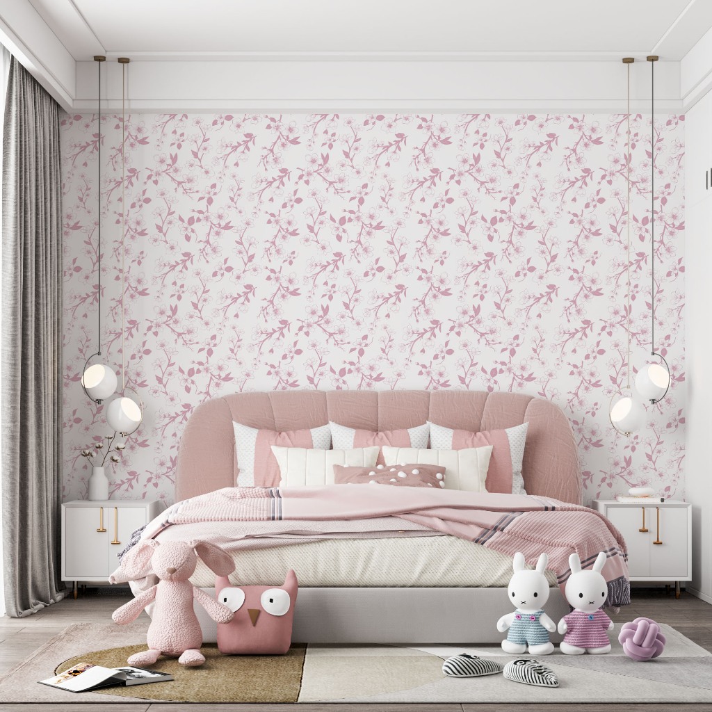 Papel De Parede Lavável Adesivo Quarto Planta Floral Delicado | Shopee ...