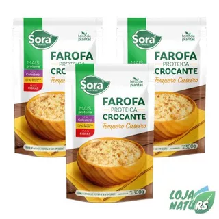 KIT 3 Unidades Farofa Crocante Proteica Sem Glúten Vegano 300g - SORA