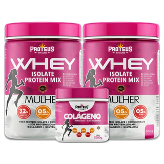 Kit Christine Whey Mulher Isolad Pote 1kg 32g proteina + Colageno Hidrolisado 300g Acido Hialurônico