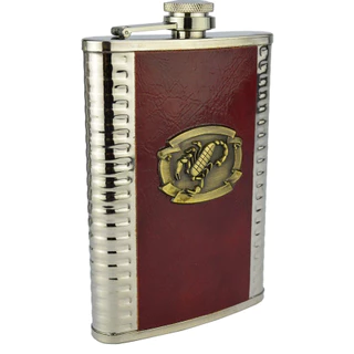 Cantil de Bolso Porta bebidas Escorpiao 254,7ml Couro