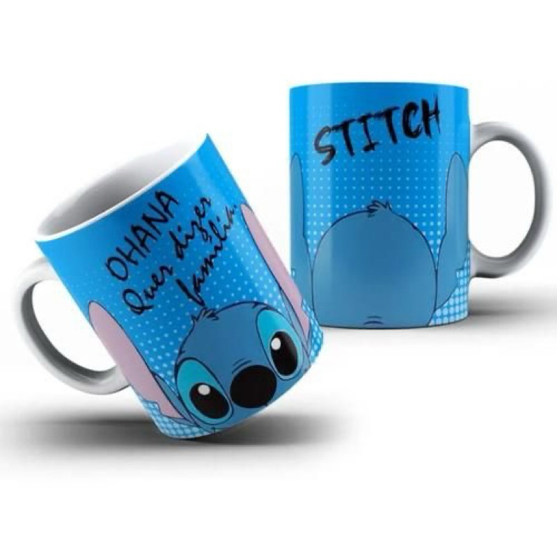 Caneca de porcela do Stitch personalizada com nome e artes exclusivas ...
