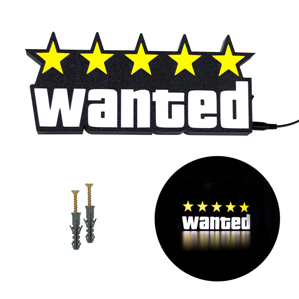 Placa Luminária Decorativa Temática Wanted GTA V | Shopee Brasil