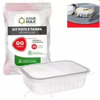 Pote Descartável 1000ml Freezer Microondas Marmita Fit