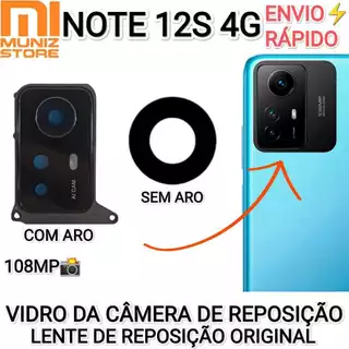 Vidro Câmera Redmi Note 12S 4G 108MP de Reposição Com Aro ou sem Moldura Lente