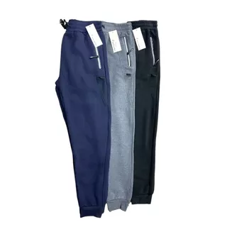 Calça de moletom forrado grosso masculino de ziper importado（2403）