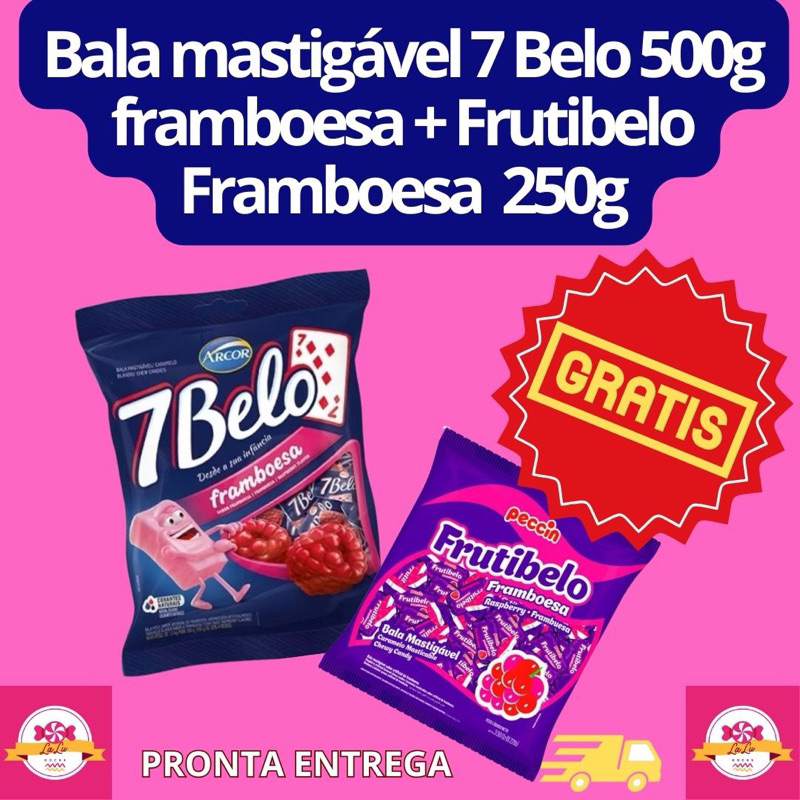 Bala Mastigável 7 Belo 500g Framboesa 