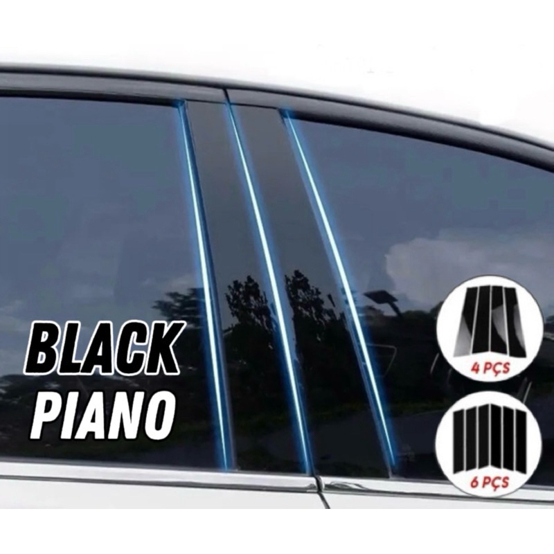 Adesivo Black Piano (Preto Brilho), Fibra de Carbono 5d, 3d, 4d, Jateado, Fosco Coluna das Portas do Carro