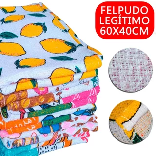 Pano de Prato Atoalhado Felpudo Kit 10 Peças Cozinha Copa Panos Algodão Felpa Grosso