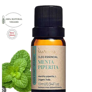 ÓLEO ESSENCIAL MENTA PIPERITA (HORTELÃ PIMENTA) VIA AROMA 100% NATURAL AROMATERAPIA BEM ESTAR