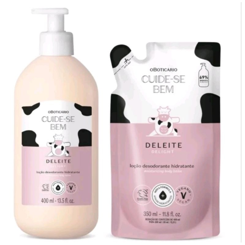 KIT CUIDE SE BEM HIDRATANTE CORPORAL DE LEITE 400ML + REFIL HIDRATANTE ...