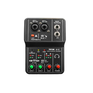 Placa de som profissional TEYUN Monitoramento de canal de mixagem de áudio para guitarra elétrica Gravação ao vivo para