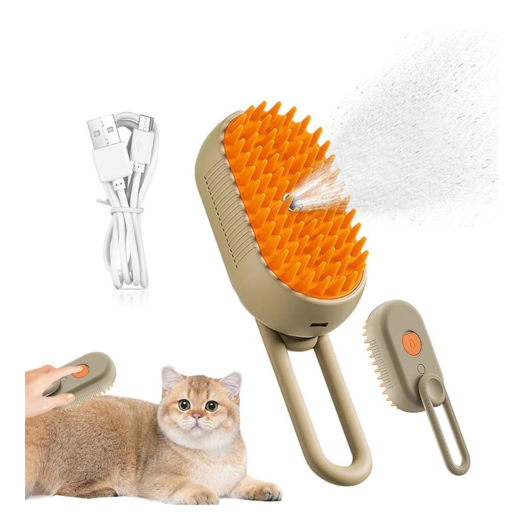 Escova Eletrica Vapor Massagem Desembaraça Pelos Cães Gatos