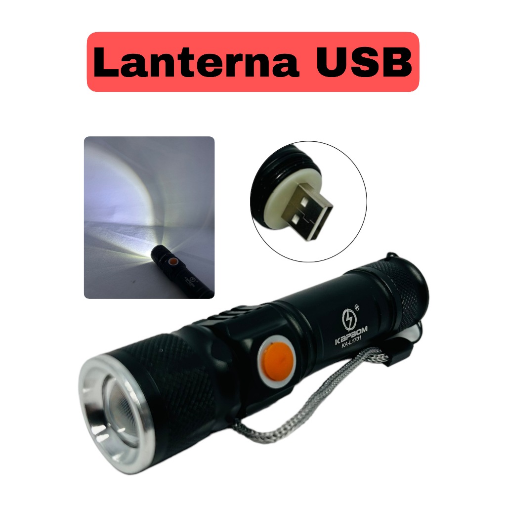 Mini Lanterna Recarregavel Usb Led Cor Da Luz Branco (KA-L1701