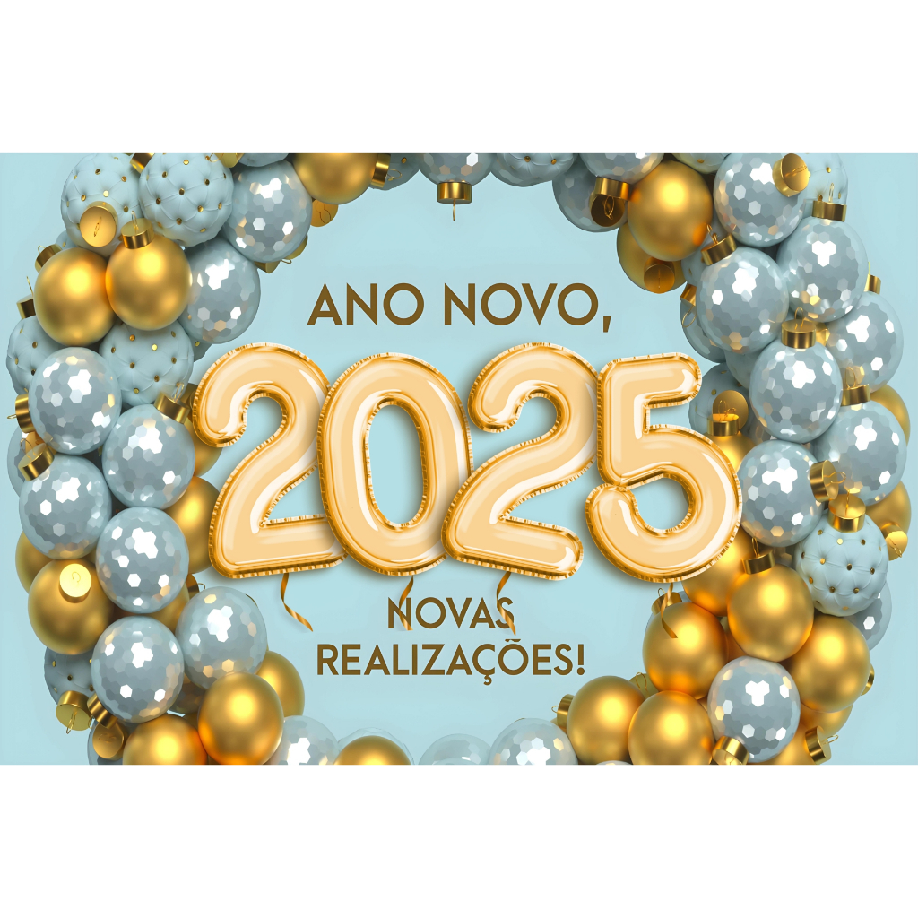 Painel GRANDE de Festa Lona Decoração Reveillon Feliz 2025 Ano Novo ...