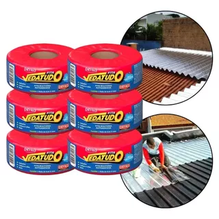 KIT 6X Manta Adesiva Asfaltica Aluminizada Vedatudo 5cmx10m