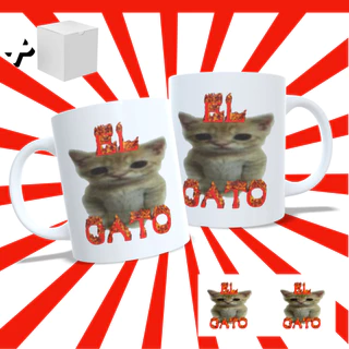 Caneca Meme Engraçada Personalizada El Gato + Caixa de presente branca