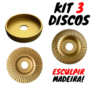 Kit 3 Discos Esculpir Madeira Reforçados Angular Reto Rebolo