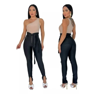 CALCA LEGGING EM SUPLEX POWER DETALHE ZIPER E LAÇO, BORDADO EM DIAMANTE BOLSO ATRÁS ASEP120