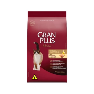 Ração GranPlus Gran Plus Gatos Sênior Castrados Sabor Frango e Arroz 3 KG