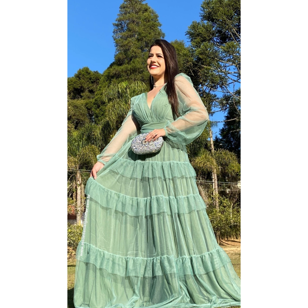 Vestido Verde Menta Madrinha Plus Size Vestido Festa Vestido De