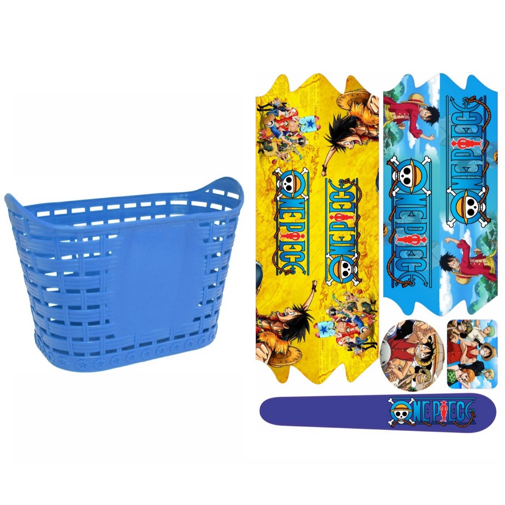 Kit Infantil Bicicleta Masculino Cesta Plástico + Adesivo One