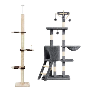 Mega Torre Arranhador Gato De Parede Vertical C/ Sisal, Árvore com Cabana e Cama Até 20kg
