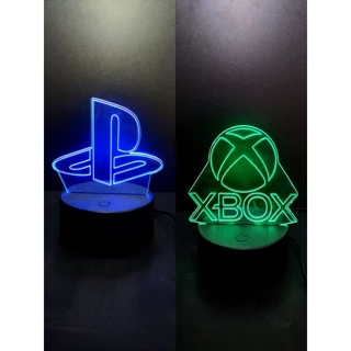 Luminária de Mesa de LED 3D Playstation Gamer Abajur Luz Noturna Decorativa Decoração Quarto Sala