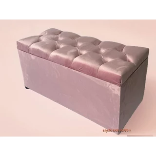PUFF BAU CAPITONE VELUDO ROSA PÉ DE CAMA 90cm PORTA OBJETOS BRINQUEDOS ROUPAS SAPATOS - PROMOÇÃO BAÚ