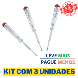 Kit com 3 unidades - Chave de Teste Caneta Analógica Original Identificação de Voltagem e Polos