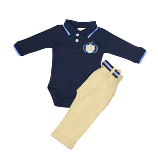 Conjunto Body Bordado e Calça com Cinto - Elegância e Conforto para o Seu Bebê