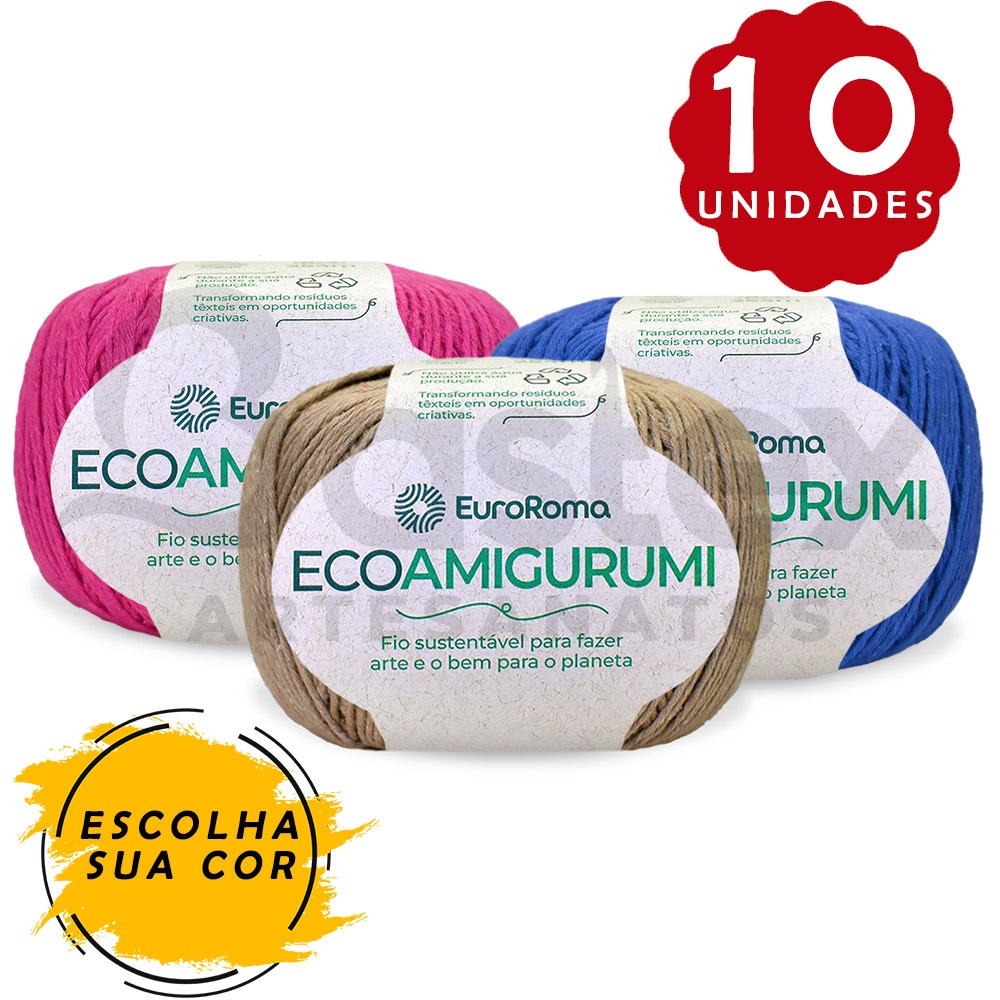 Kit 10 Unidades Linha Eco Amigurumi EuroRoma 160g Escolha Cores no Chat ...