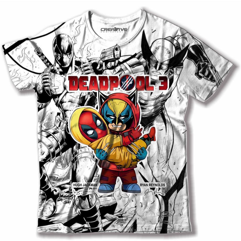 Camiseta manga curta Deadpool e Wolverine